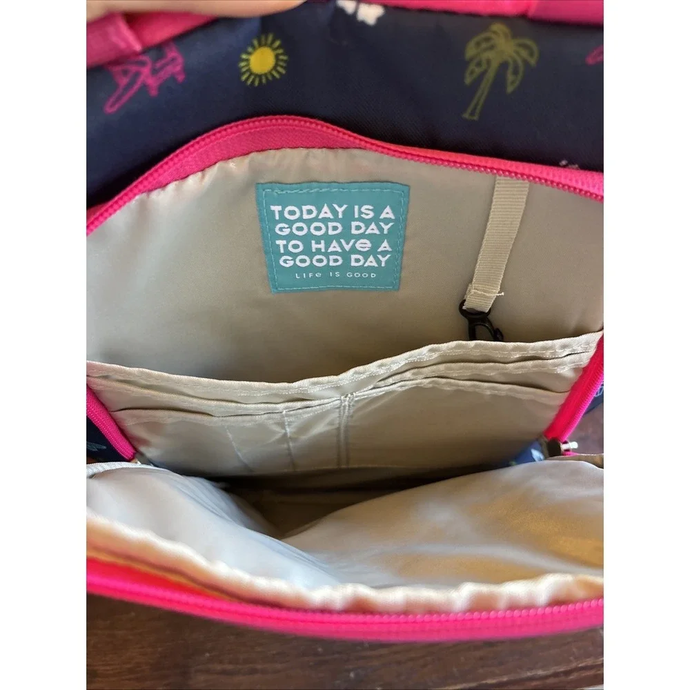 Life Is‎ Good High Sierra Backpack 40L Padded Expandable Beach Theme On Navy Bag